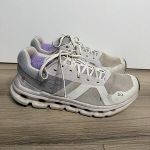 On Cloudrunner Womens 7.5 White Gray Running Shoes Mesh Sneakers Casual Athletic